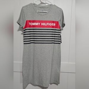Tommy Hilfiger Gray Dress with Red and Blue Accents